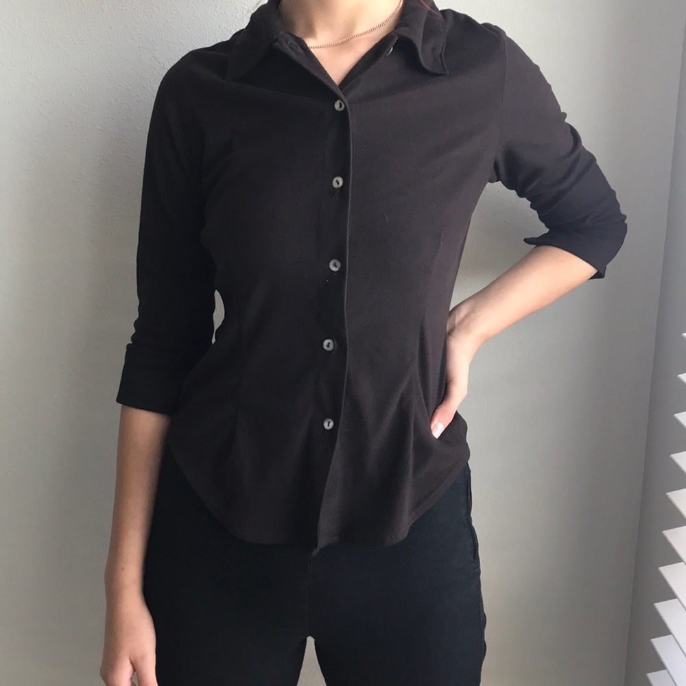 Brown suede button up shirt
